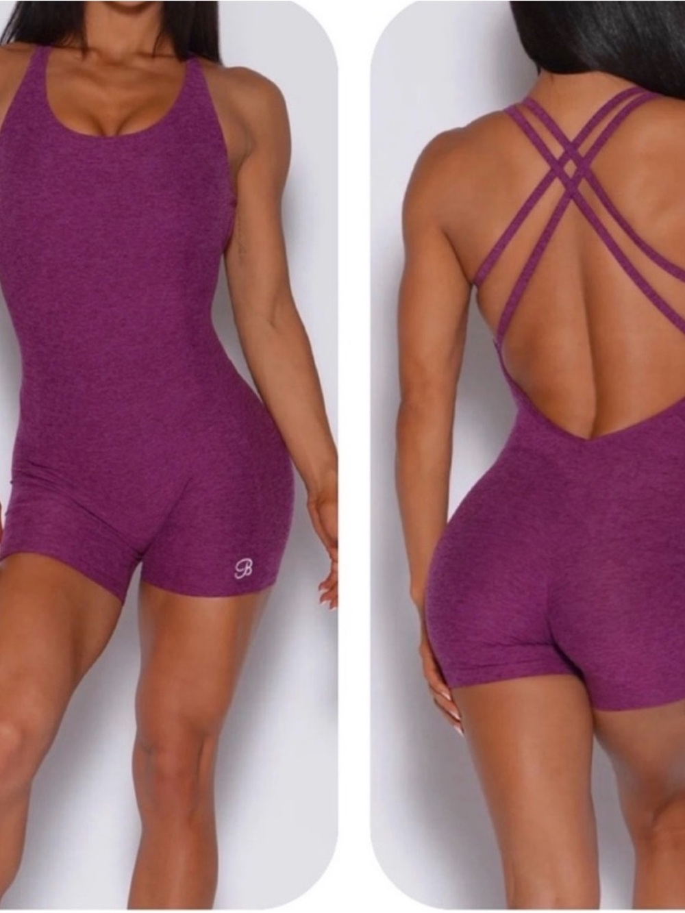 Bombshell Sportswear Purple Cross-Back Seamless Romper